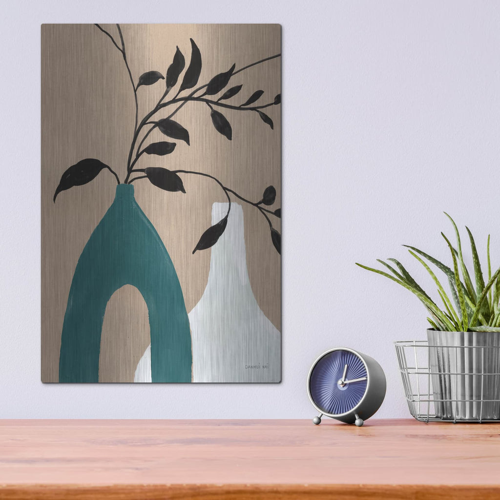 'Slender Stems 1 Blue' by Danhui Nai – Metal Wall Art, 12x16 room view
