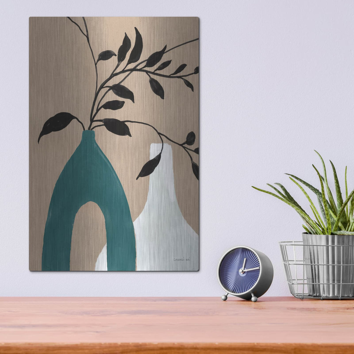'Slender Stems 1 Blue' by Danhui Nai – Metal Wall Art, 12x16 room view