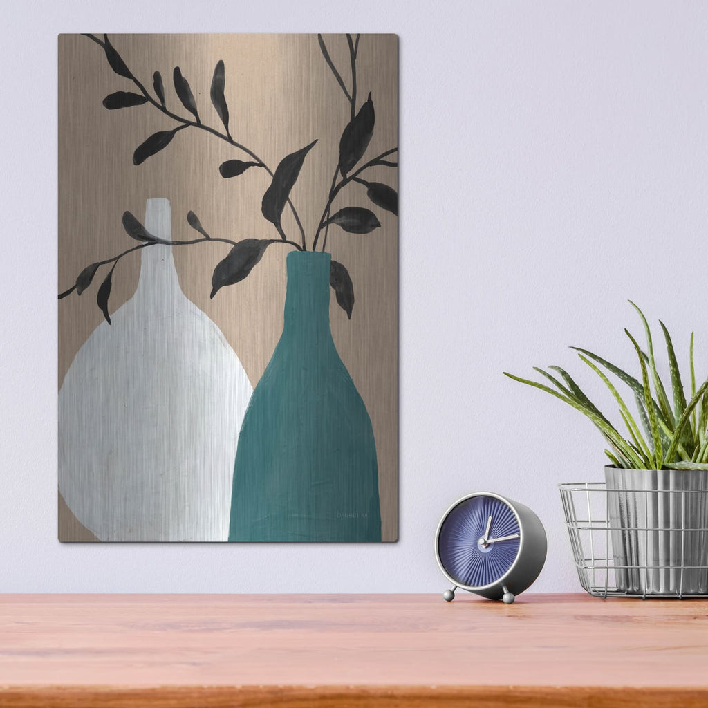 'Slender Stems 2 Blue' by Danhui Nai – Metal Wall Art, 12x16 room view