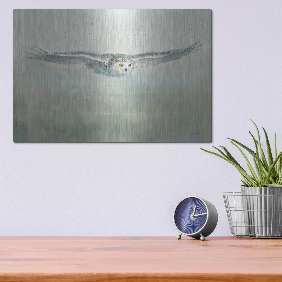 'Soaring Neutral' by Danhui Nai – Metal Wall Art, 16x12 room view