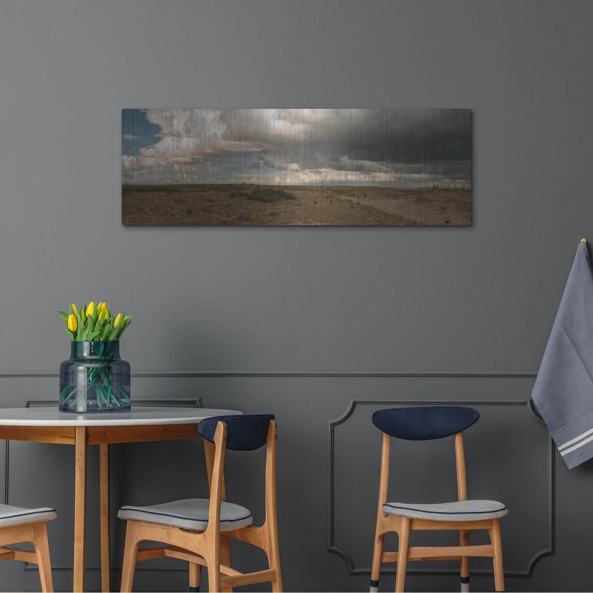 'Cloudy Landscape' by Dennis Frates – Metal Wall Art, 48x16 room view