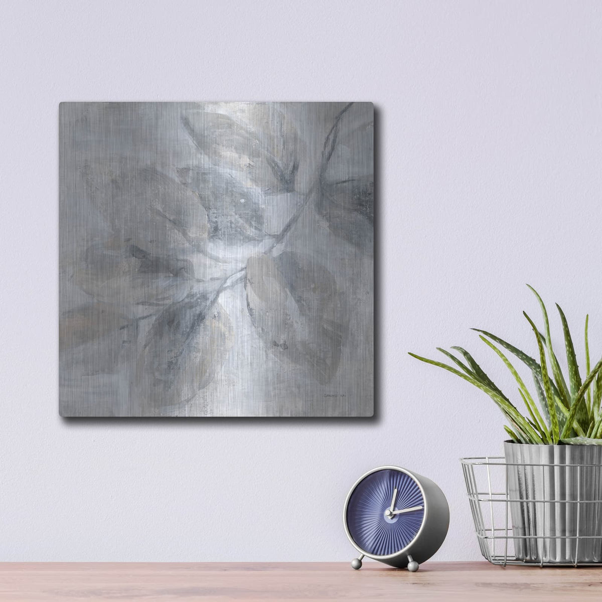 'Soft Leaves 2' by Danhui Nai – Metal Wall Art, 12x12 room view