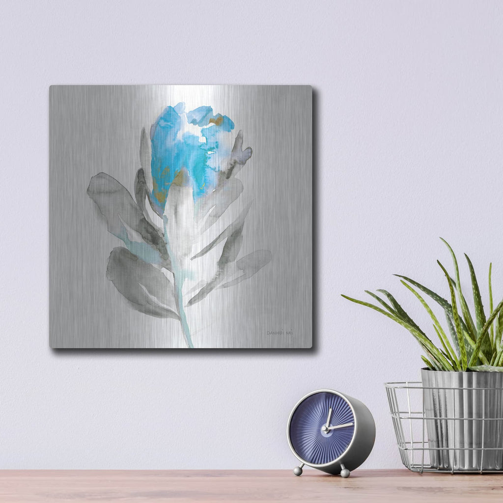 'Spirit Flower 1 Blue C' by Danhui Nai – Metal Wall Art, 12x12 room view