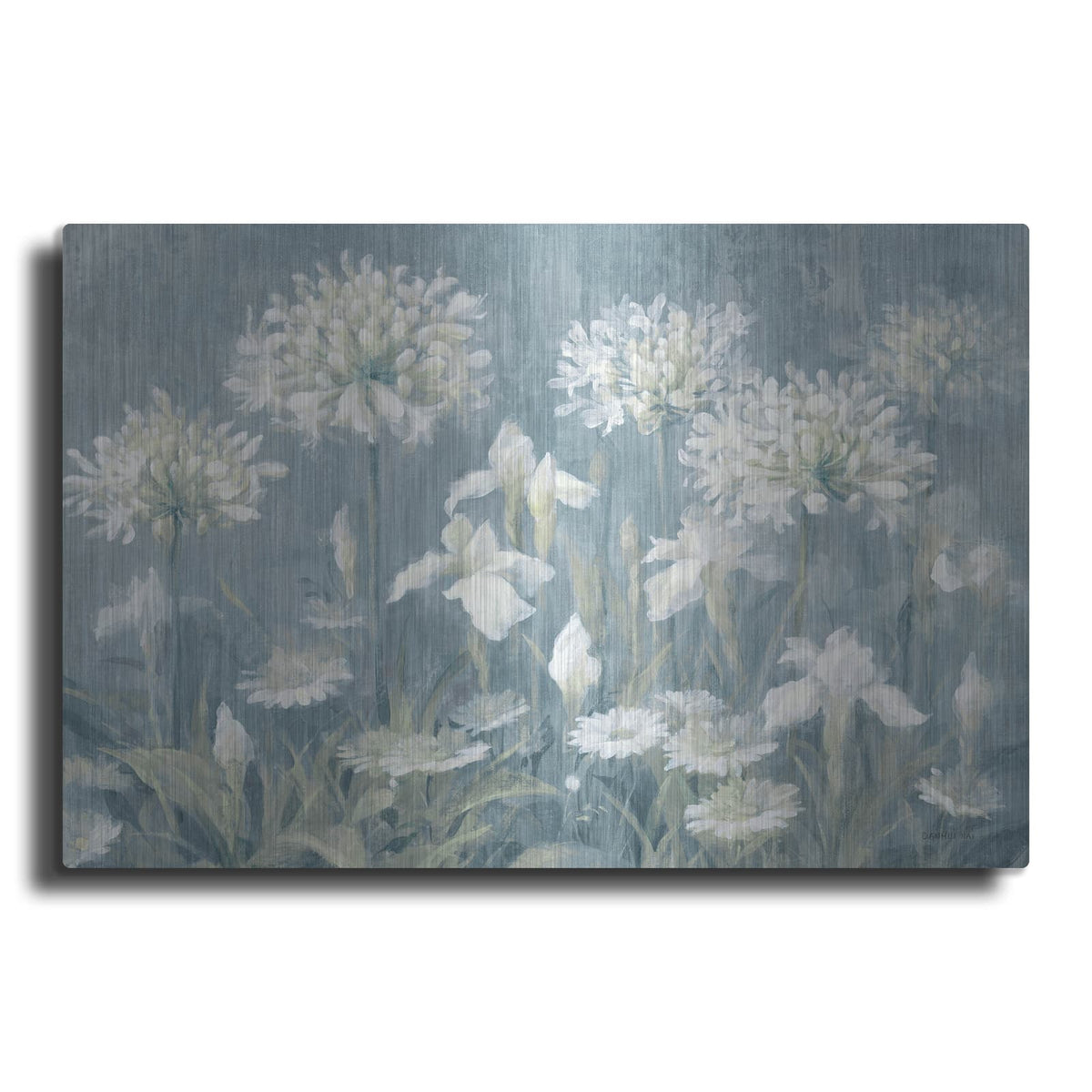 'Spring Blossoms 2 Slate Blue' by Danhui Nai – Metal Wall Art