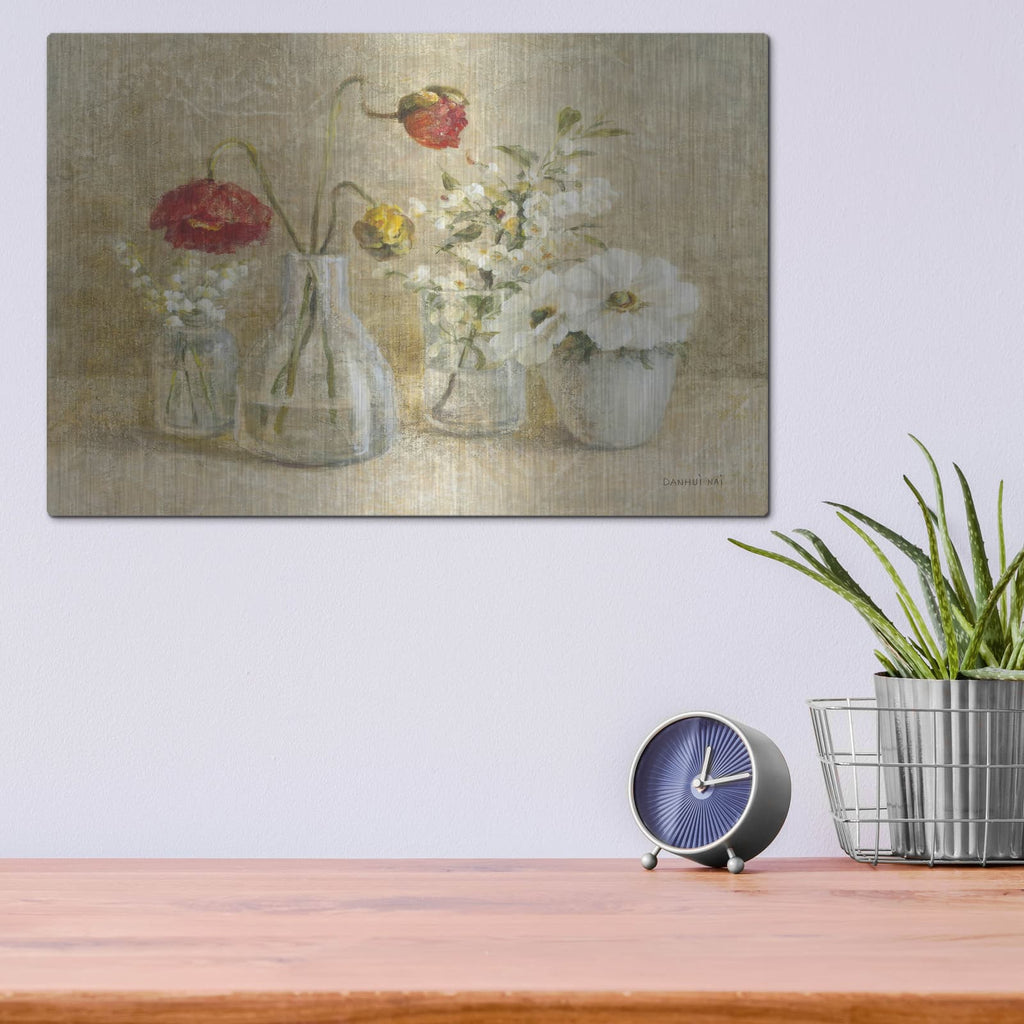 'Spring Flowers In Vases' by Danhui Nai – Metal Wall Art, 16x12 room view