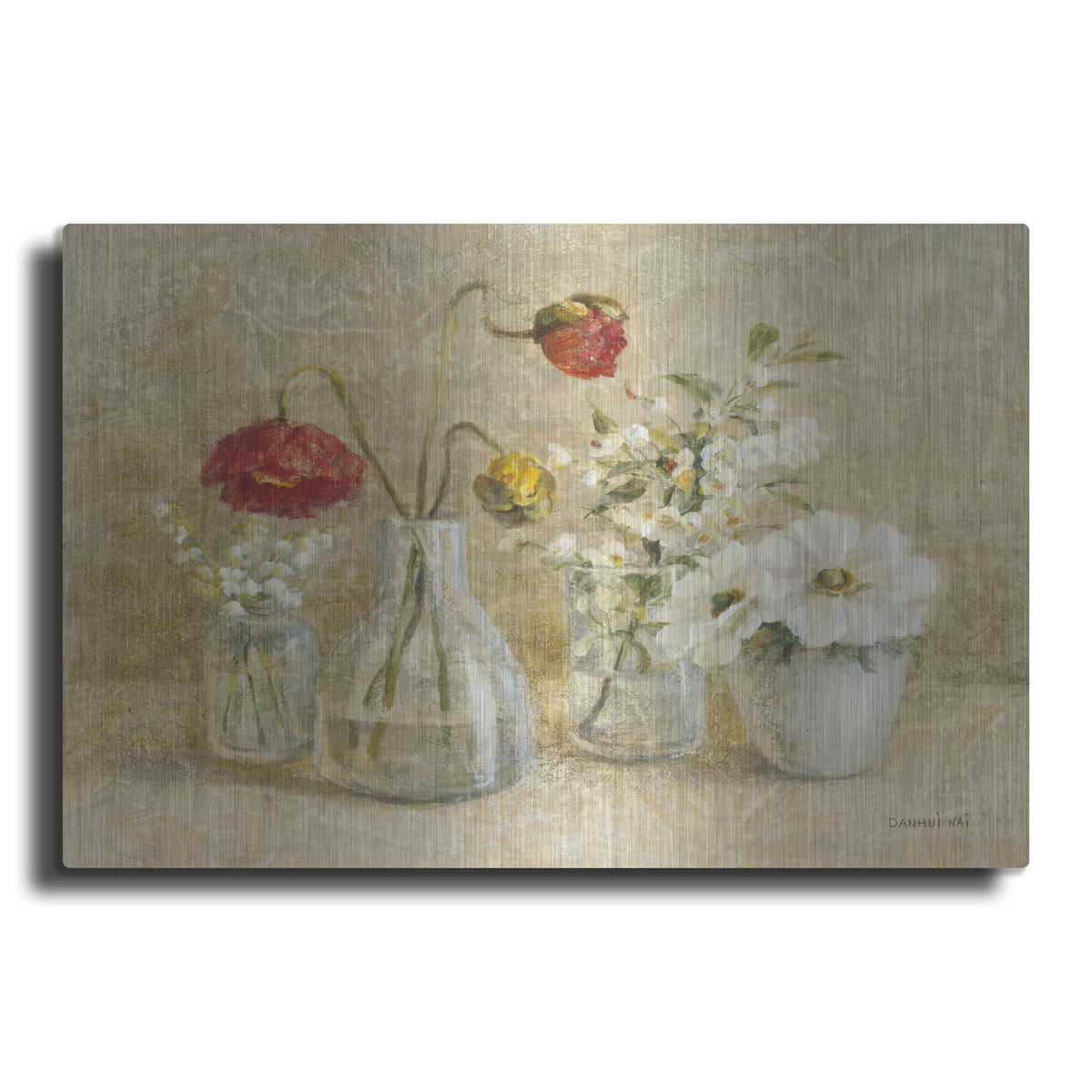 'Spring Flowers In Vases' by Danhui Nai – Metal Wall Art