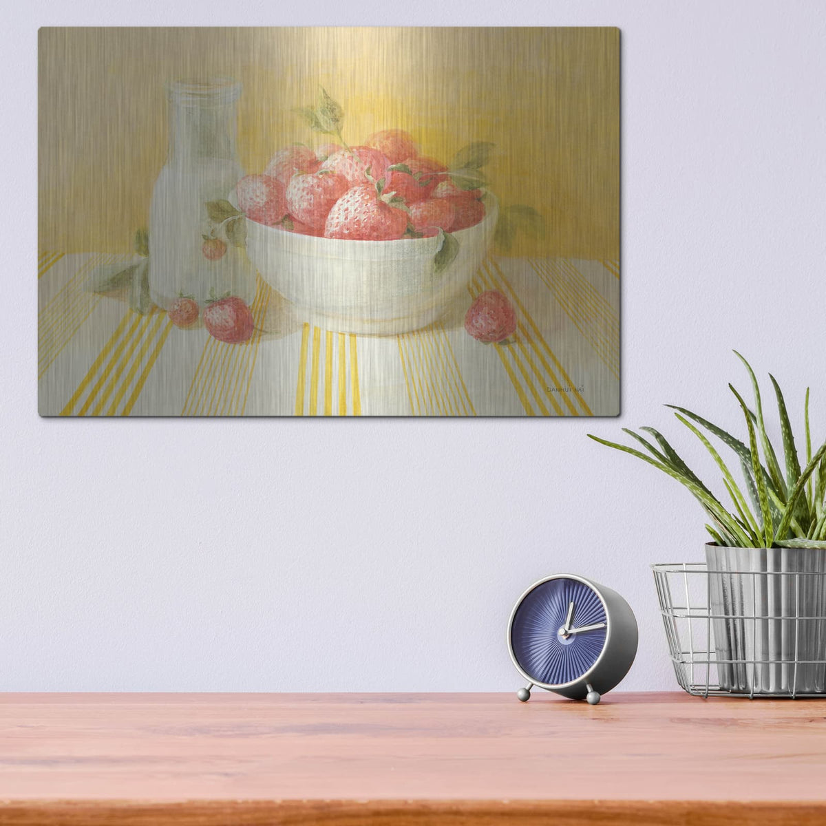 'Strawberries And Cream' by Danhui Nai – Metal Wall Art, 16x12 room view