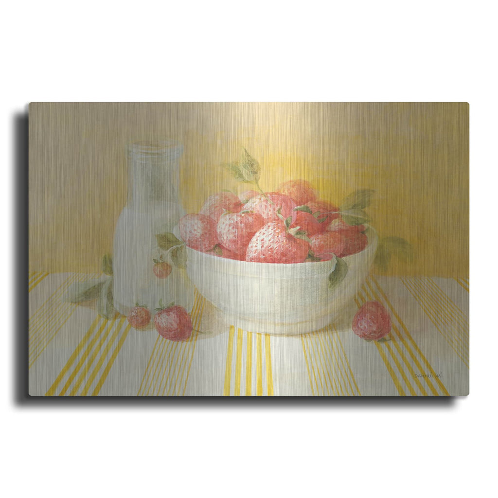 'Strawberries And Cream' by Danhui Nai – Metal Wall Art