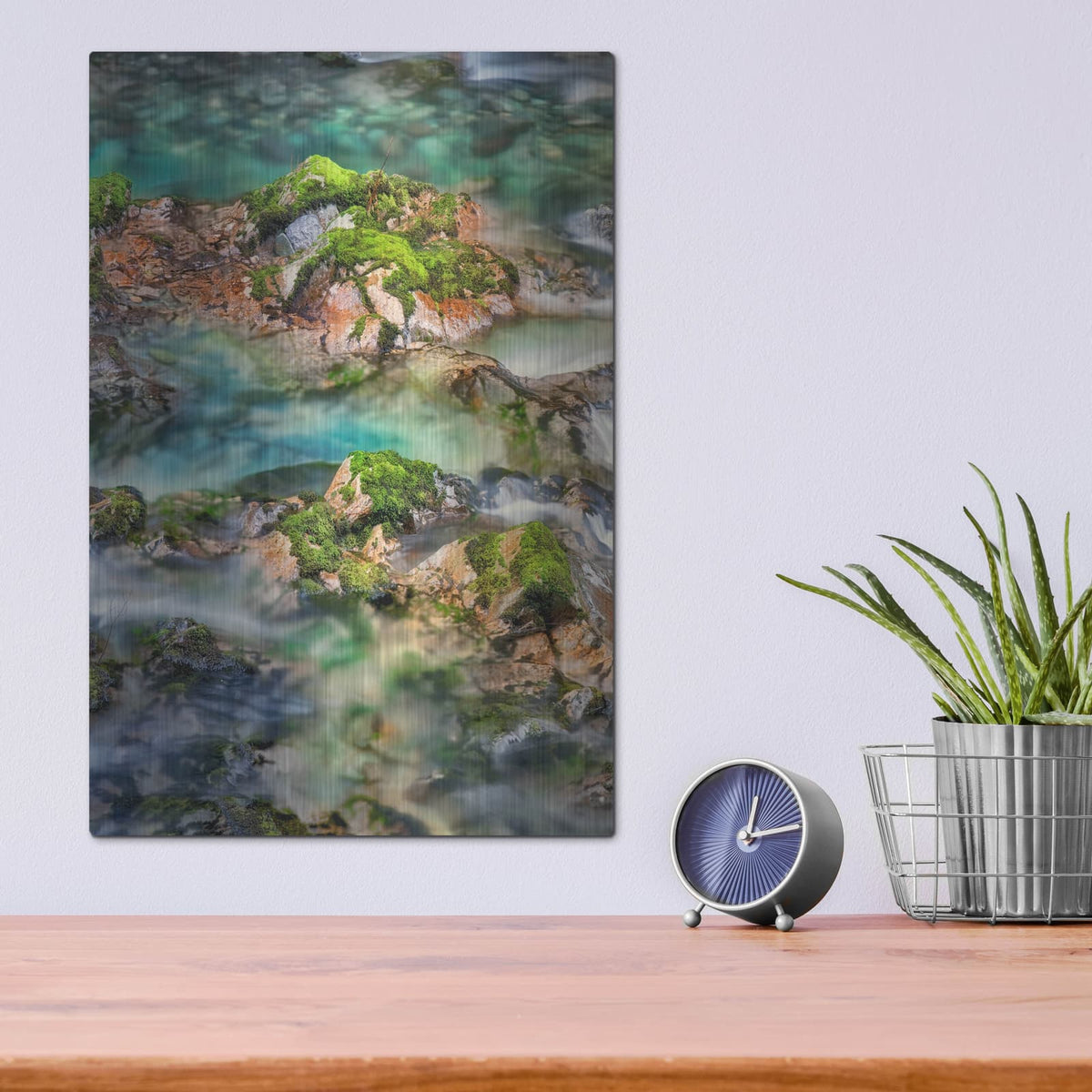'Mossy Rocks' by Dennis Frates – Metal Wall Art, 12x16 room view