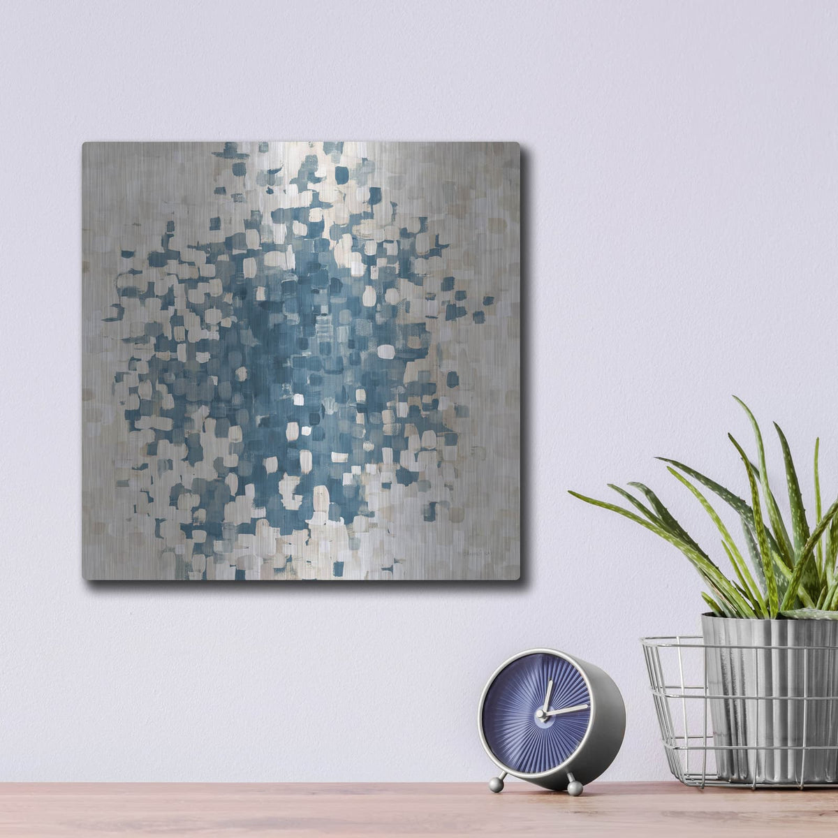 'Summer Blocks Blue Sand' by Danhui Nai – Metal Wall Art, 12x12 room view