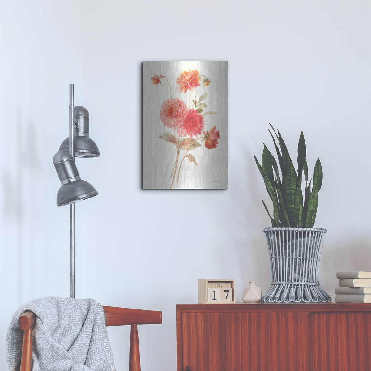 'Summer Dahlias 1' by Danhui Nai – Metal Wall Art, 16x24 room view