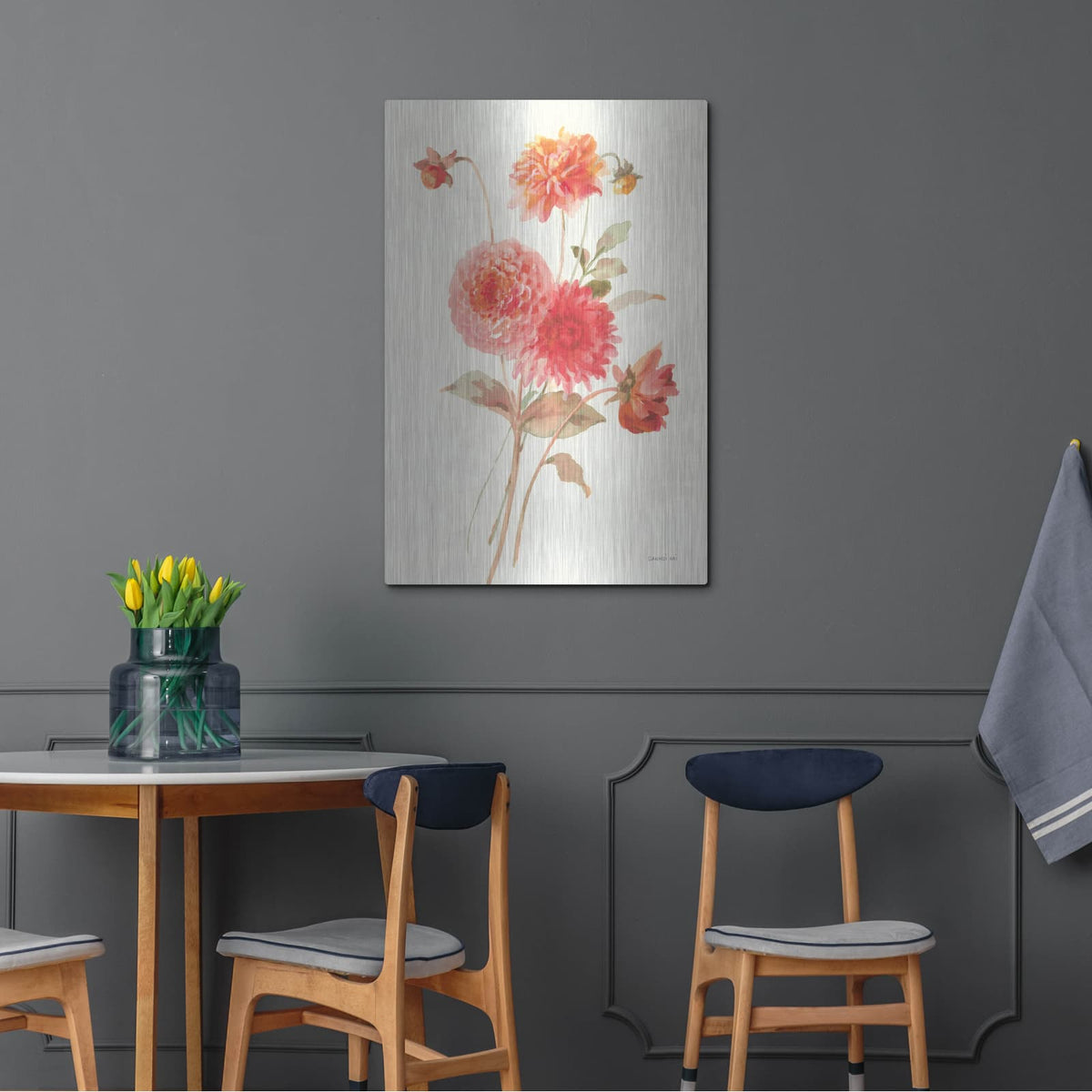 'Summer Dahlias 1' by Danhui Nai – Metal Wall Art, 24x36 room view