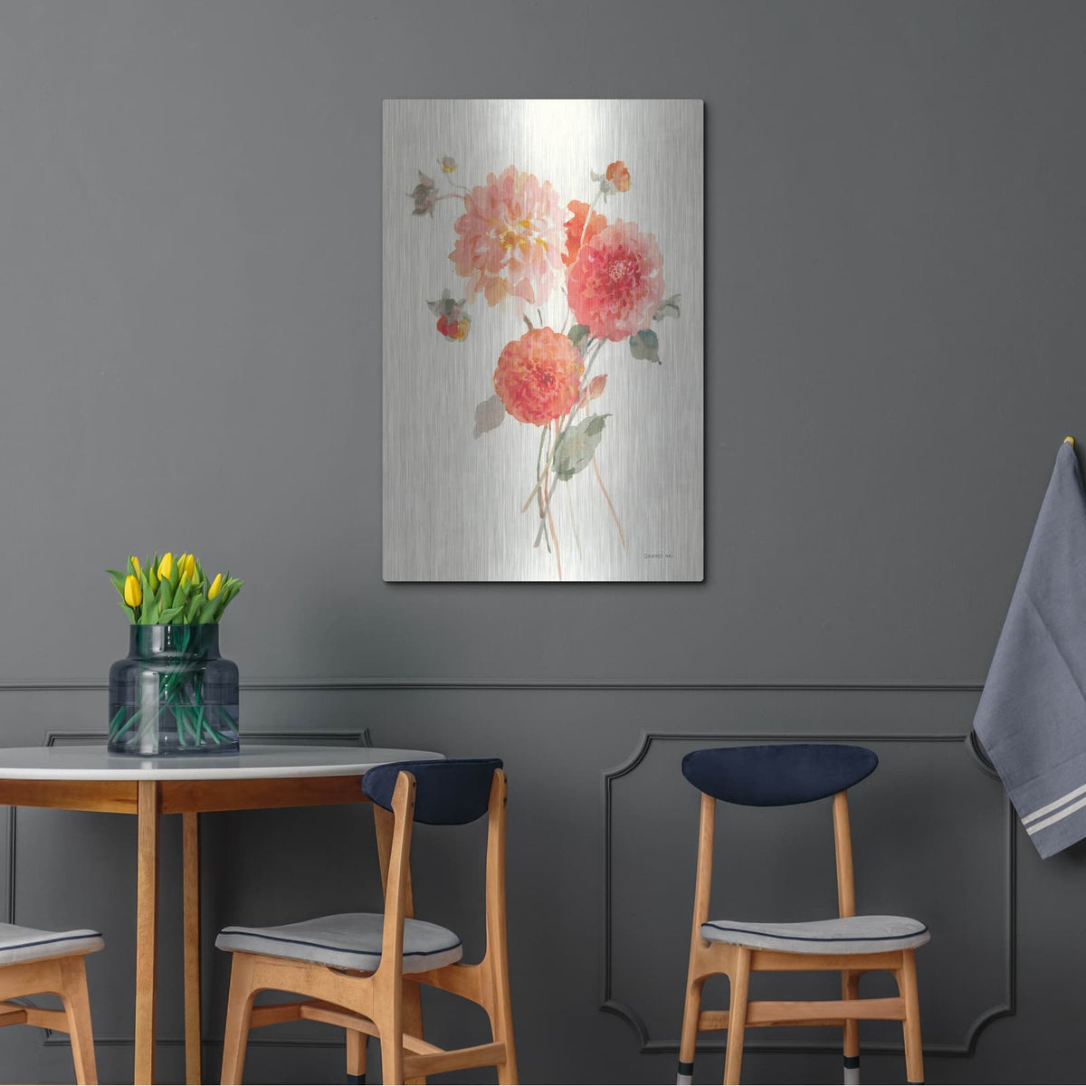 'Summer Dahlias 2' by Danhui Nai – Metal Wall Art, 24x36 room view