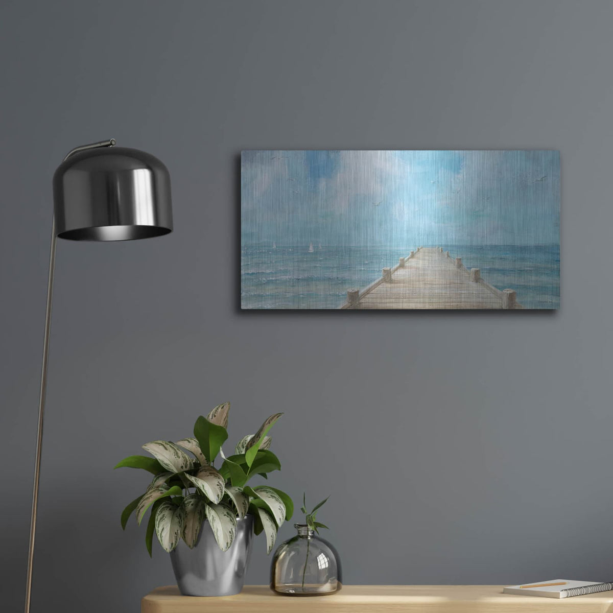 'Summer Dock Panorama' by Danhui Nai – Metal Wall Art, 24x12 room view