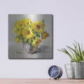 'Sunflower Still Life 2 On Gray' by Danhui Nai – Metal Wall Art, 12x12 room view