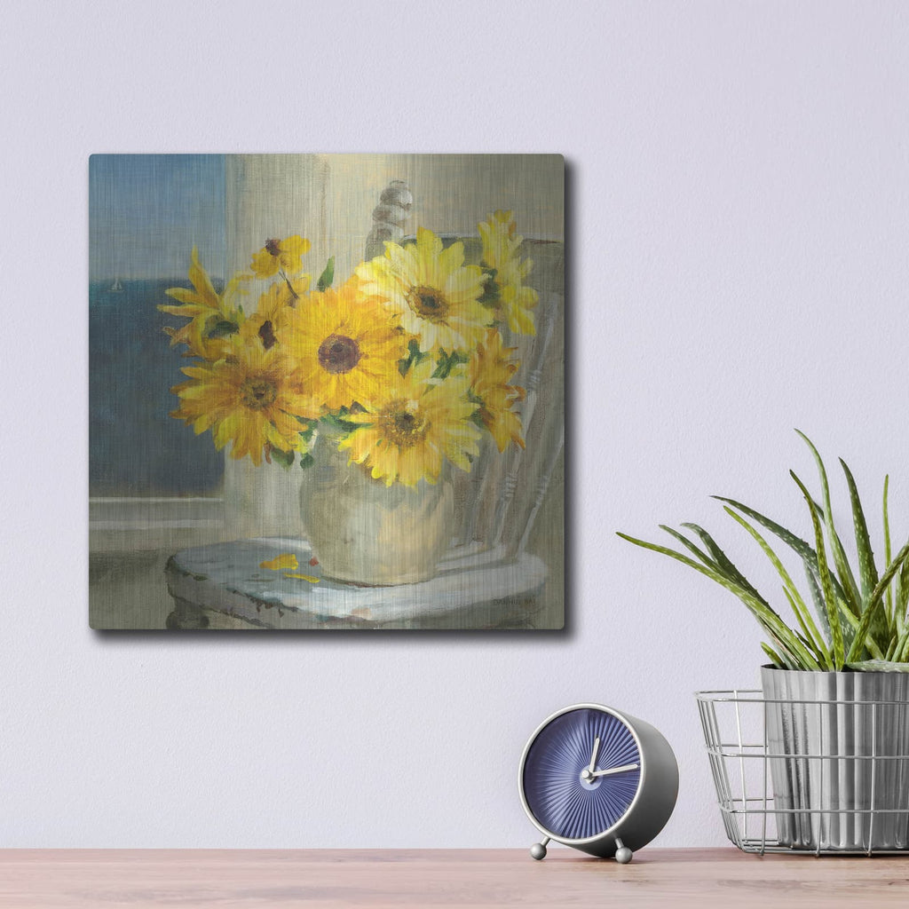 'Sunflowers by The Sea C Light' by Danhui Nai – Metal Wall Art, 12x12 room view
