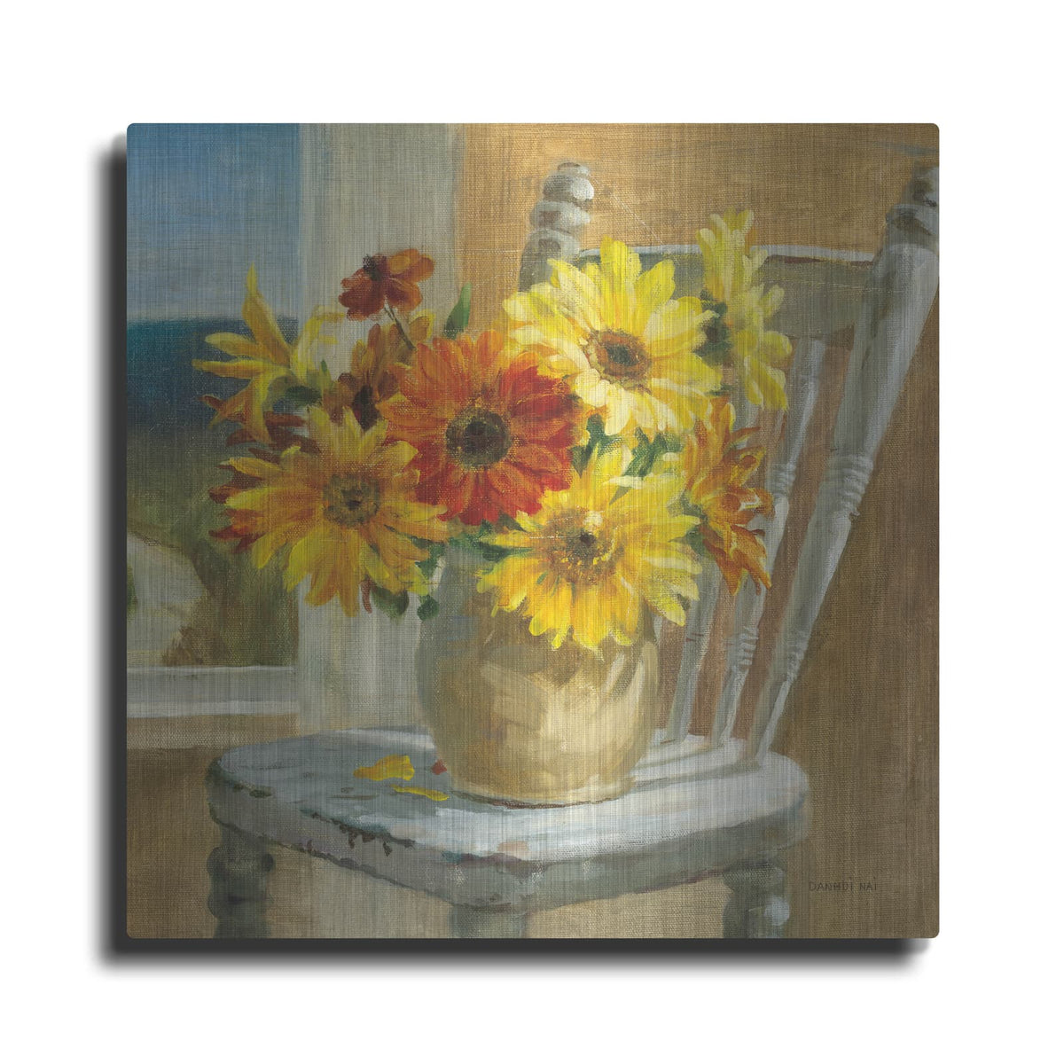 'Sunflowers by The Sea Square' by Danhui Nai – Metal Wall Art