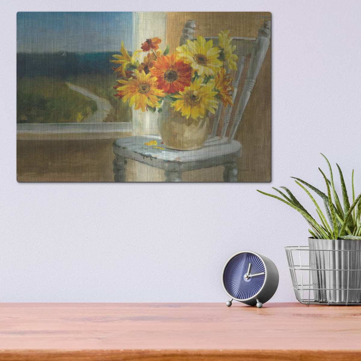'Sunflowers by The Sea' by Danhui Nai – Metal Wall Art, 16x12 room view