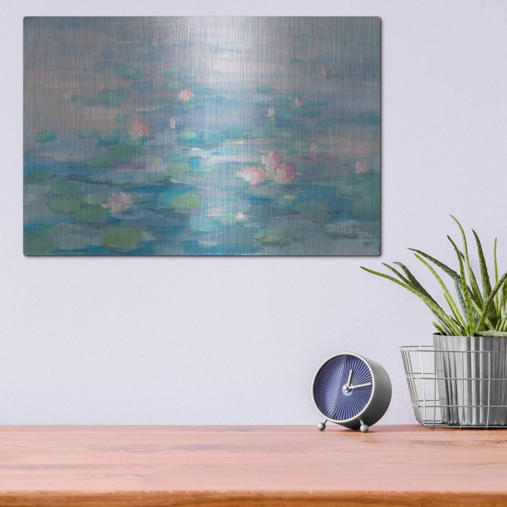 'Sunrise Waterlilies' by Danhui Nai – Metal Wall Art, 16x12 room view