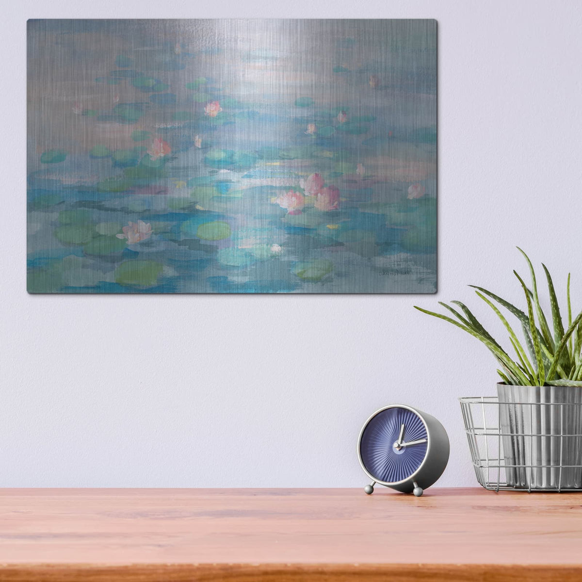 'Sunrise Waterlilies' by Danhui Nai – Metal Wall Art, 16x12 room view