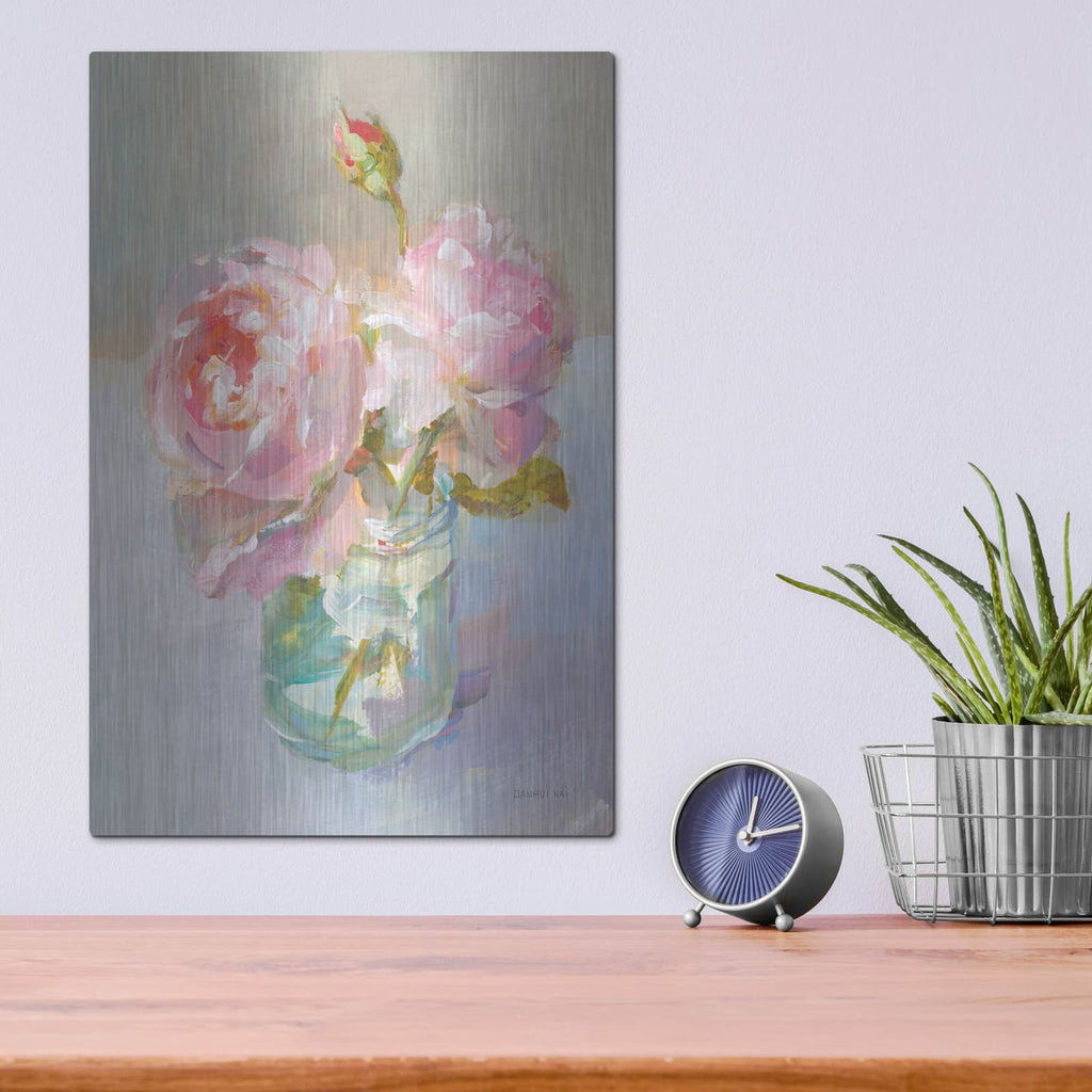 'Sweet Roses 1' by Danhui Nai – Metal Wall Art, 12x16 room view