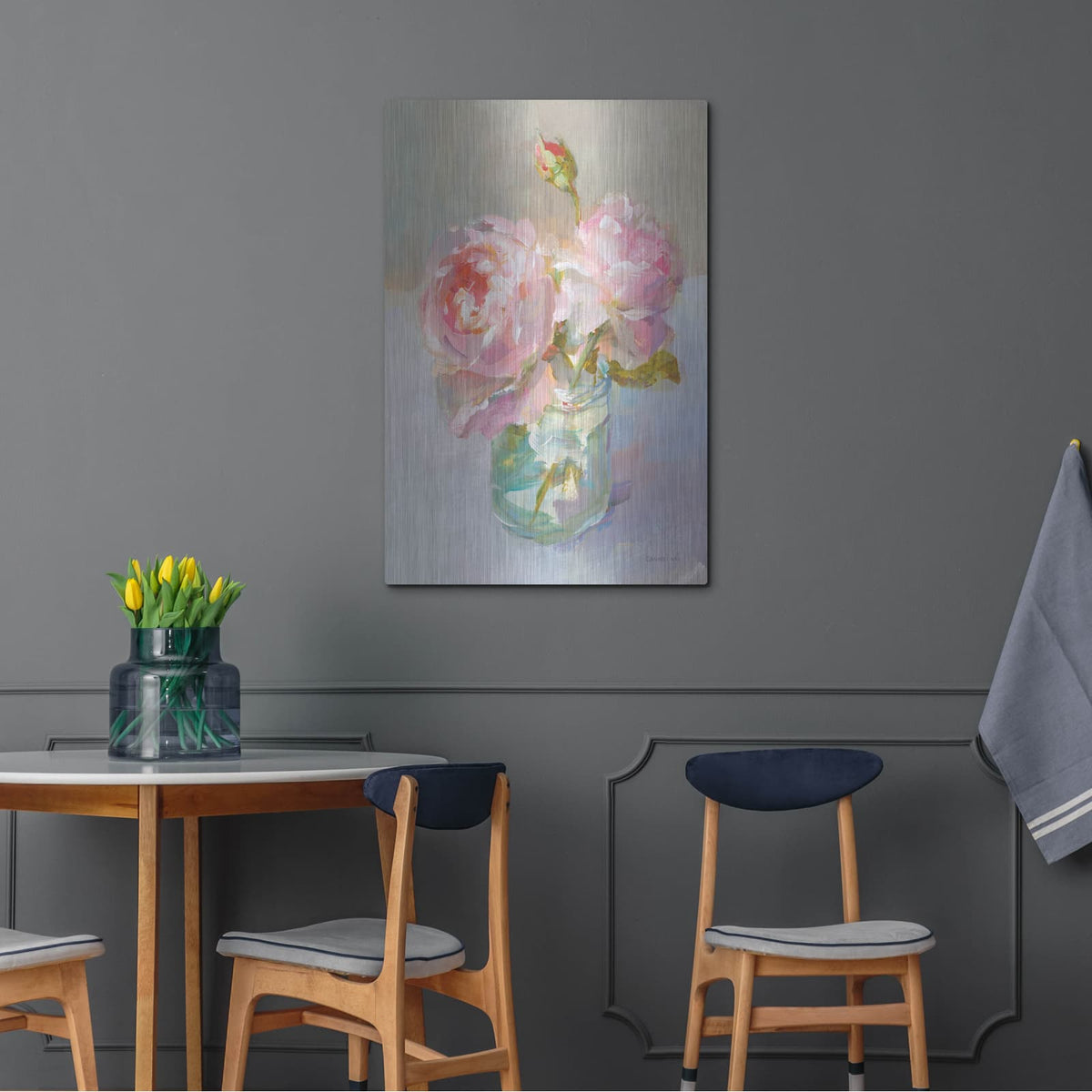 'Sweet Roses 1' by Danhui Nai – Metal Wall Art, 24x36 room view