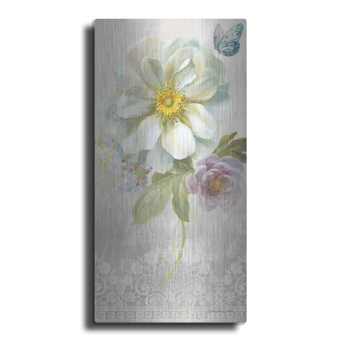 'Textile Floral Panel 4' by Danhui Nai – Metal Wall Art