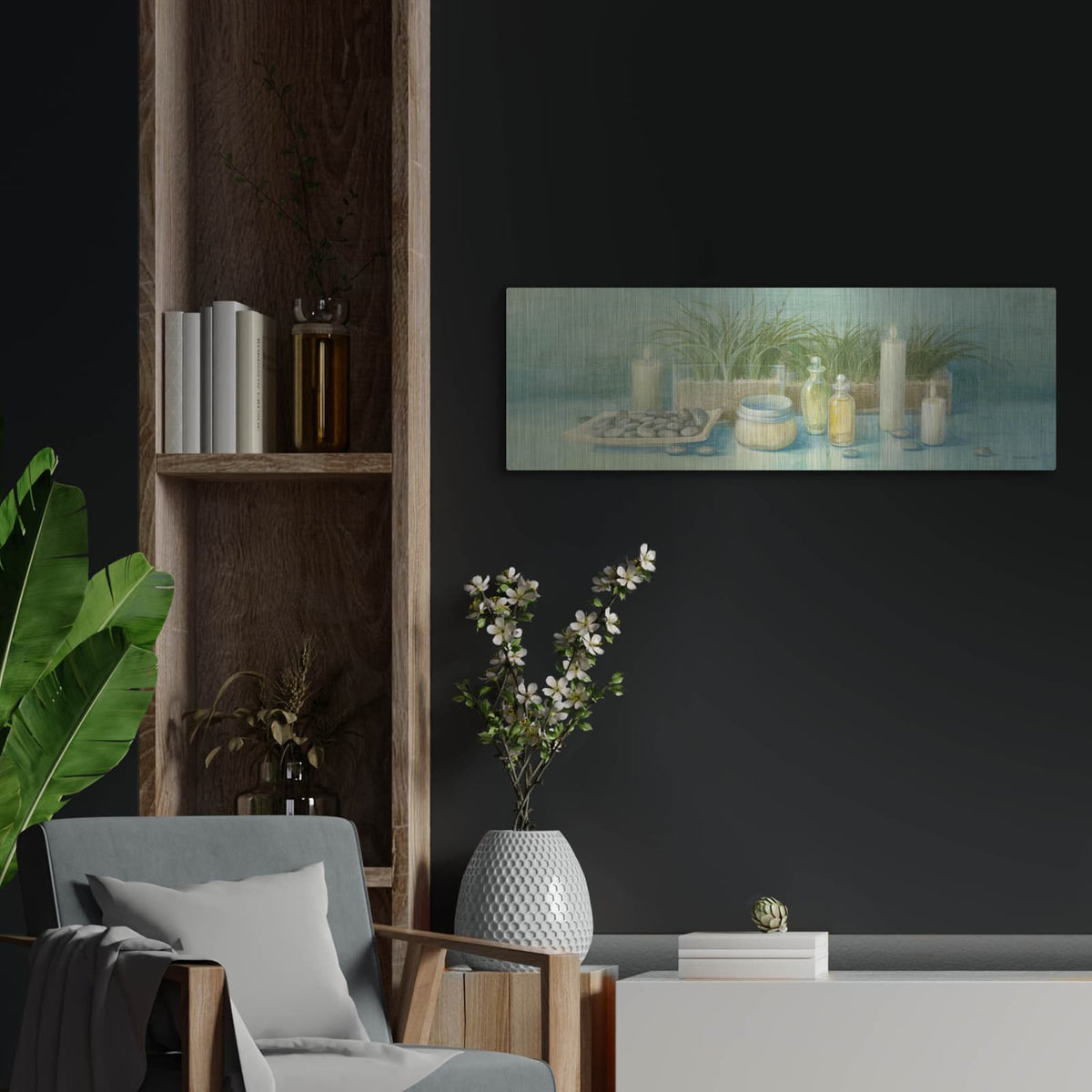 'Tranquil Spa 2' by Danhui Nai – Metal Wall Art, 36x12 room view