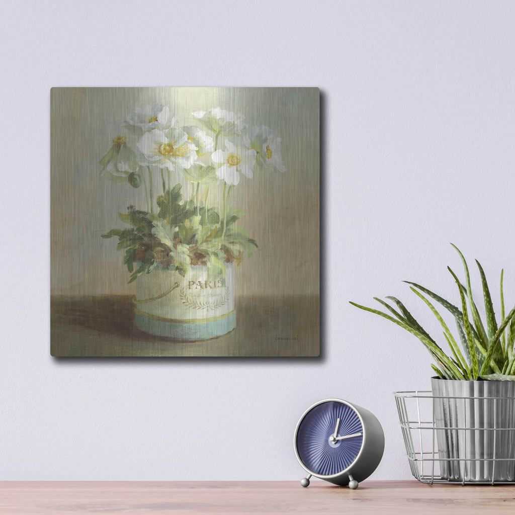 'Tres Chic Poppies' by Danhui Nai – Metal Wall Art, 12x12 room view