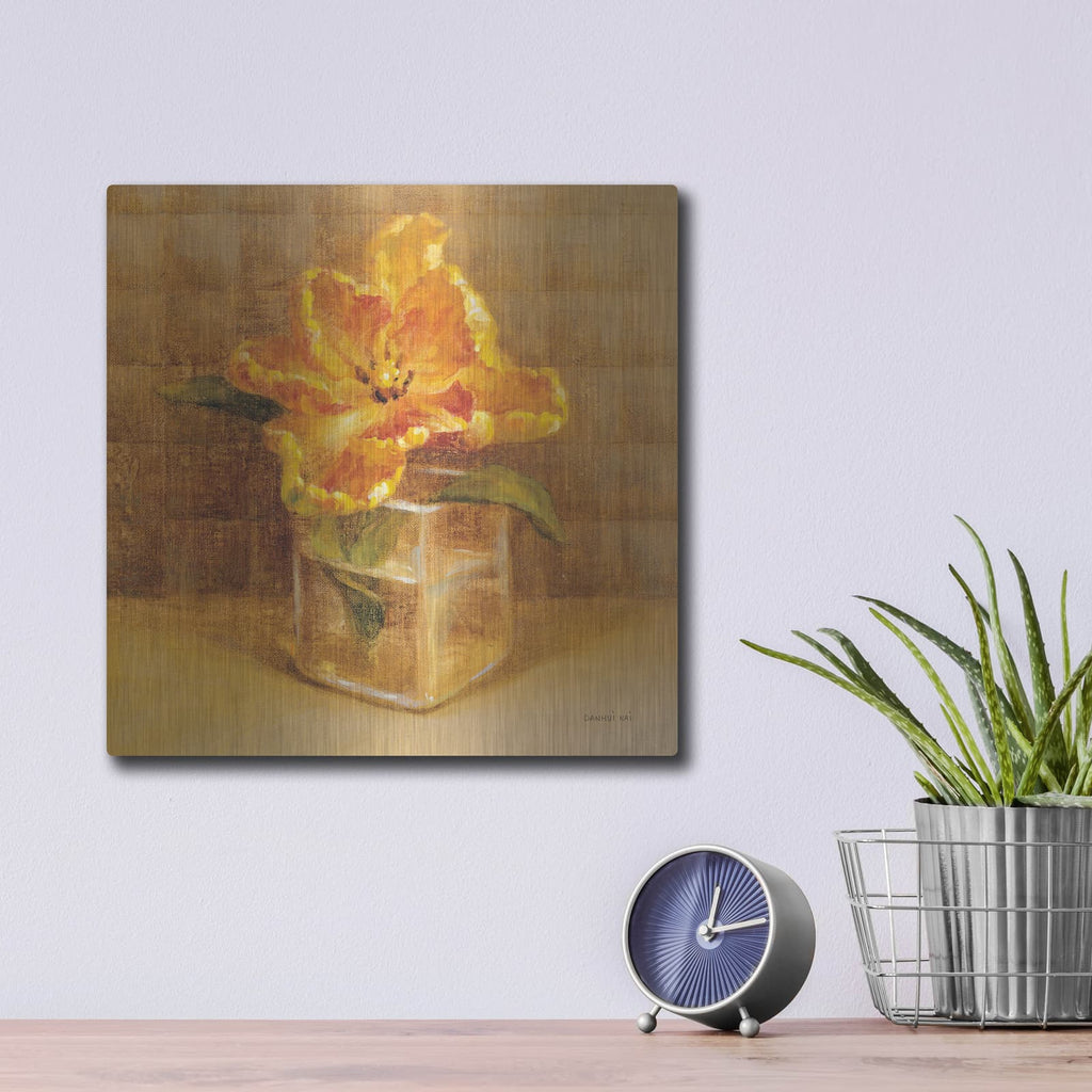 'Tulip In Glass' by Danhui Nai – Metal Wall Art, 12x12 room view