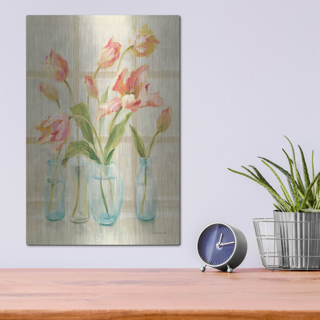 'Tulips On Windowsill' by Danhui Nai – Metal Wall Art, 12x16 room view