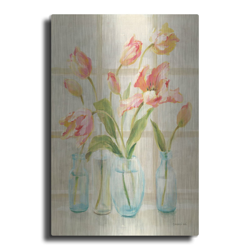 'Tulips On Windowsill' by Danhui Nai – Metal Wall Art