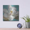 'Turquoise Bloom 1' by Danhui Nai – Metal Wall Art, 12x12 room view
