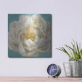'Turquoise Bloom 2' by Danhui Nai – Metal Wall Art, 12x12 room view