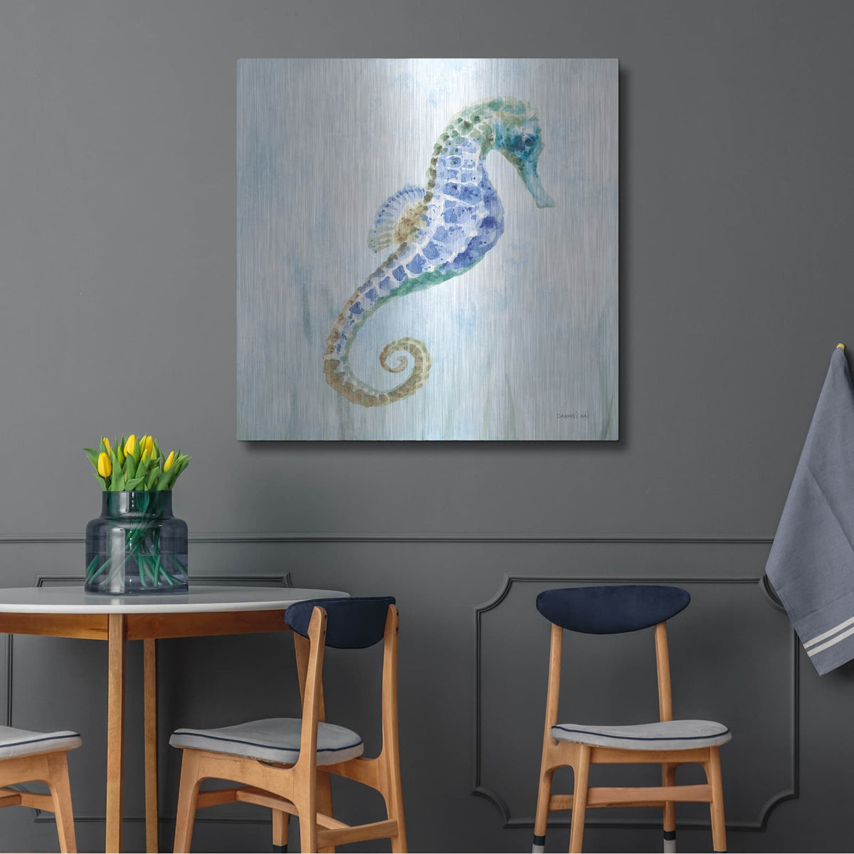 'Undersea Seahorse Swimming 2' by Danhui Nai – Metal Wall Art, 36x36 room view