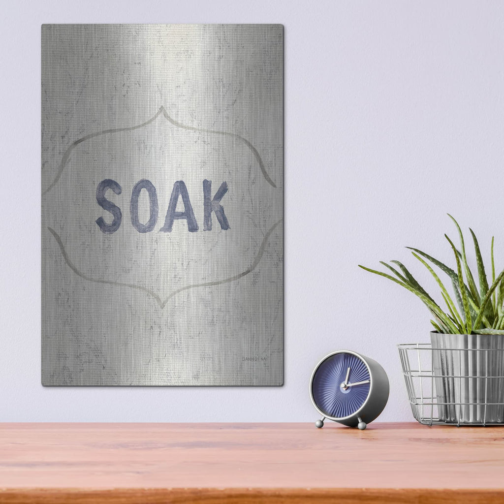 'Victorian Bath Words 3 Vertical' by Danhui Nai – Metal Wall Art, 12x16 room view