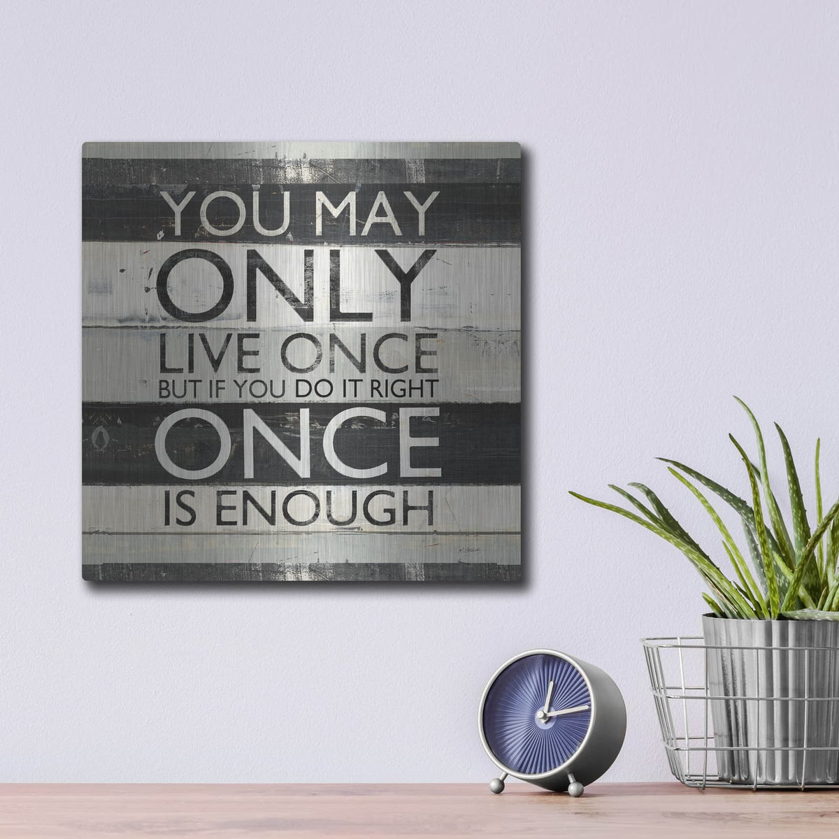 'Zephyr Quote 1' by Mike Schick – Metal Wall Art, 12x12 room view