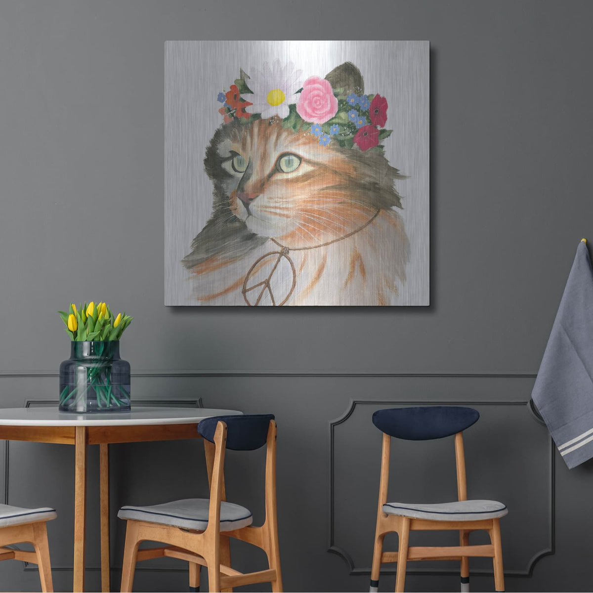 'Cattitude 1' by Myles Sullivan – Metal Wall Art, 36x36 room view