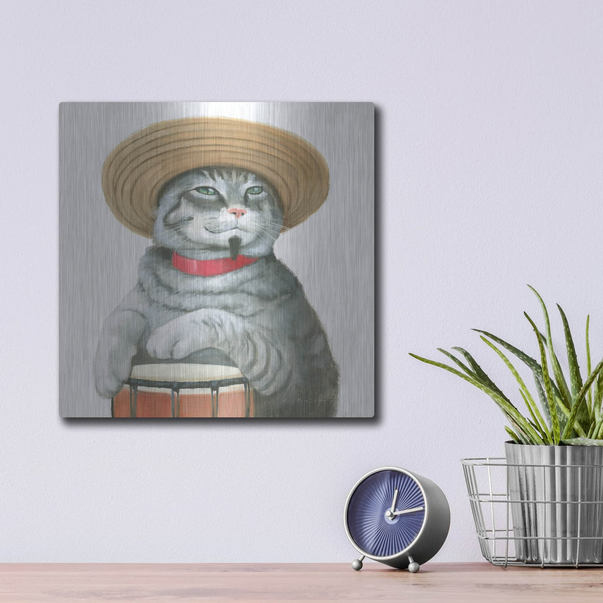 'Cattitude 2' by Myles Sullivan – Metal Wall Art, 12x12 room view
