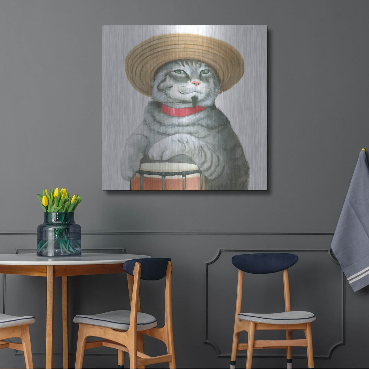 'Cattitude 2' by Myles Sullivan – Metal Wall Art, 36x36 room view