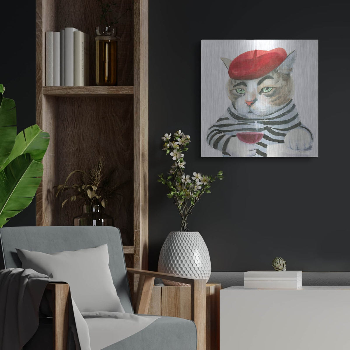 'Cattitude 3' by Myles Sullivan – Metal Wall Art, 24x24 room view