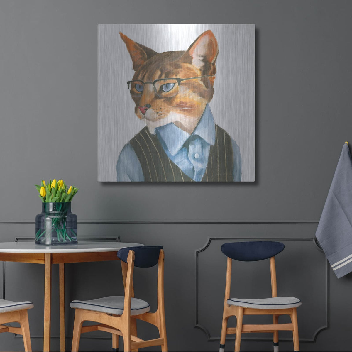 'Cattitude 4' by Myles Sullivan – Metal Wall Art, 36x36 room view