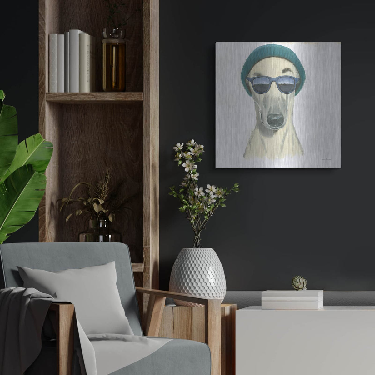 'Cool Dog For The Boys 2' by Myles Sullivan – Metal Wall Art, 24x24 room view