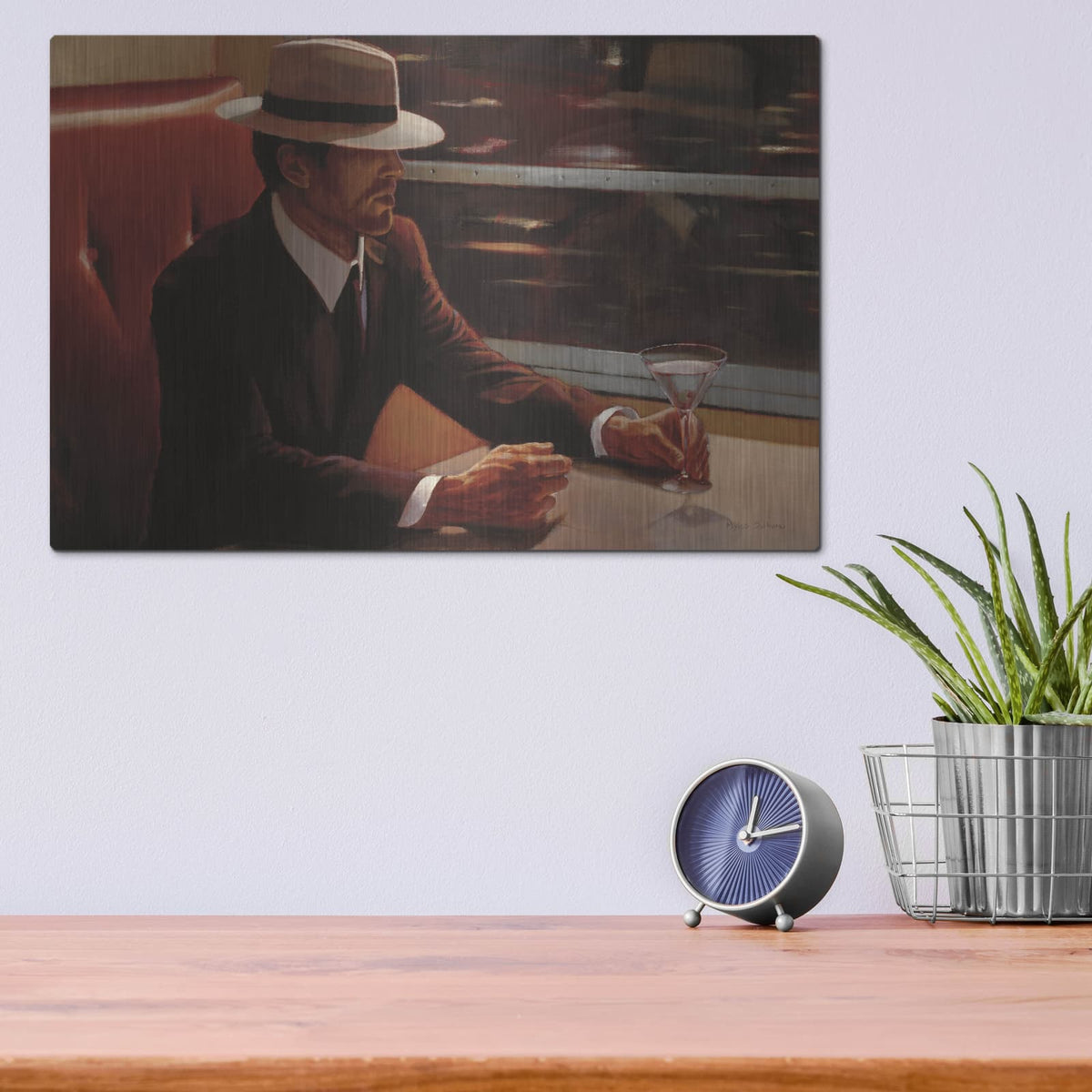 'Dry Martini Dining Car' by Myles Sullivan – Metal Wall Art, 16x12 room view