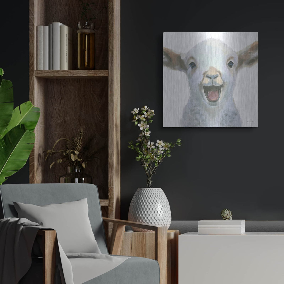 'Farm Friends 1' by Myles Sullivan – Metal Wall Art, 24x24 room view