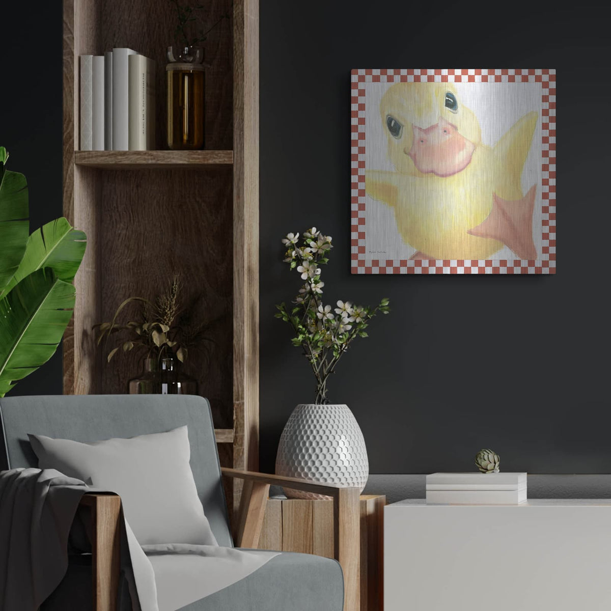 'Farm Friends 2 Border' by Myles Sullivan – Metal Wall Art, 24x24 room view
