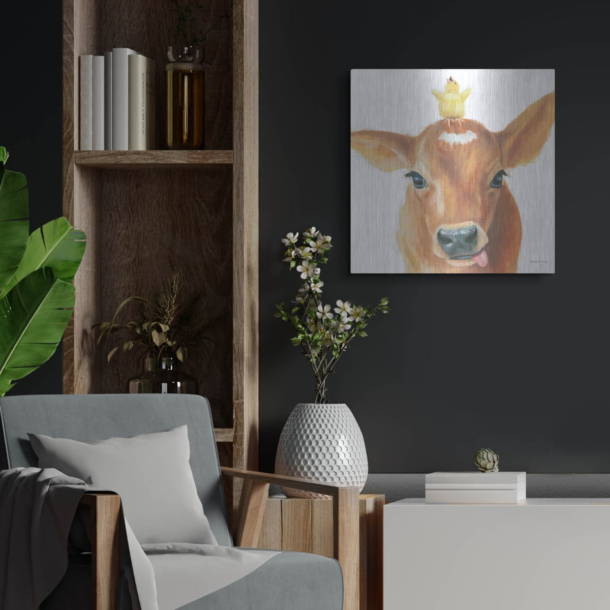 'Farm Friends 3' by Myles Sullivan – Metal Wall Art, 24x24 room view