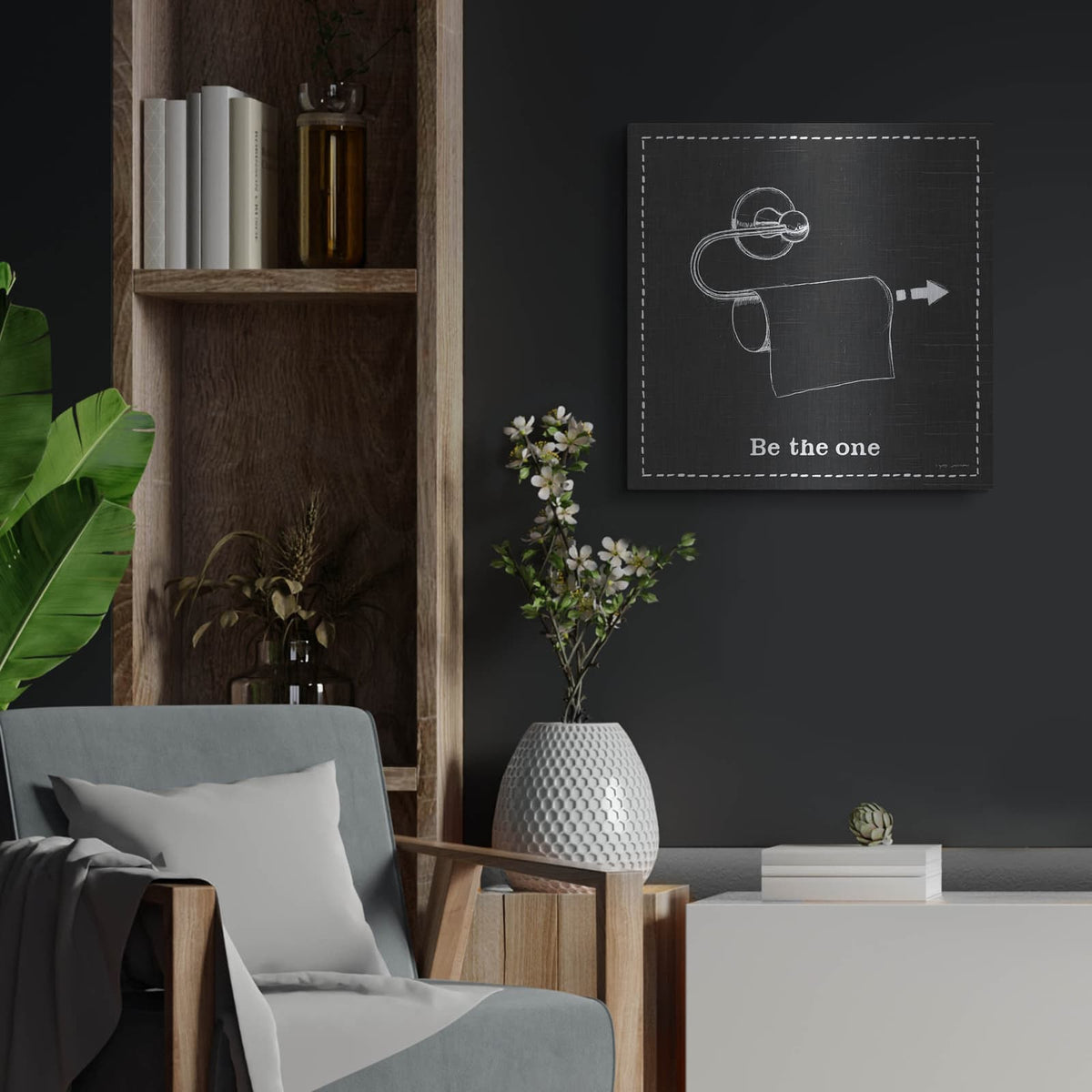 'Home Improvement 4 Black' by Myles Sullivan – Metal Wall Art, 24x24 room view