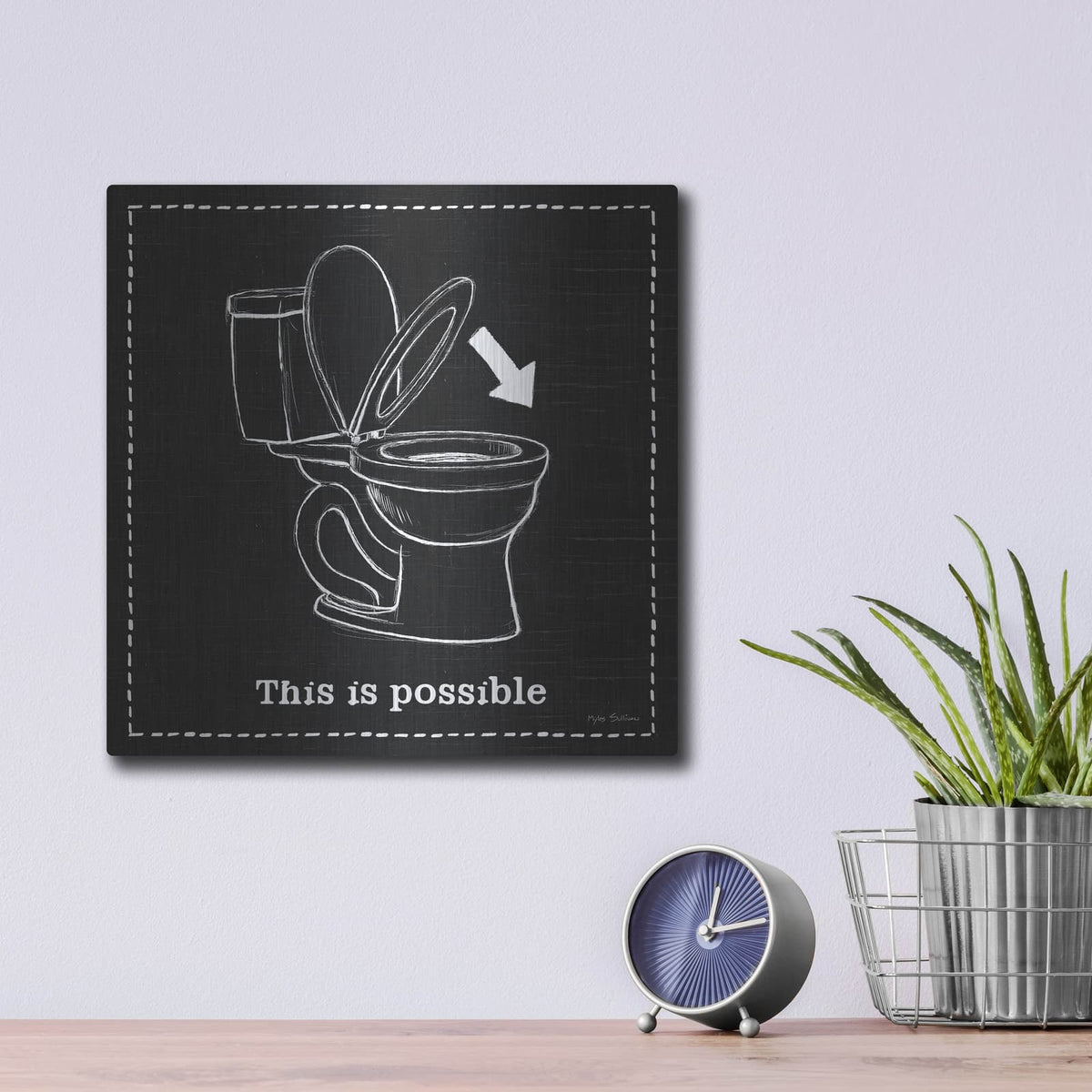 'Home Improvement Vi Black' by Myles Sullivan – Metal Wall Art, 12x12 room view