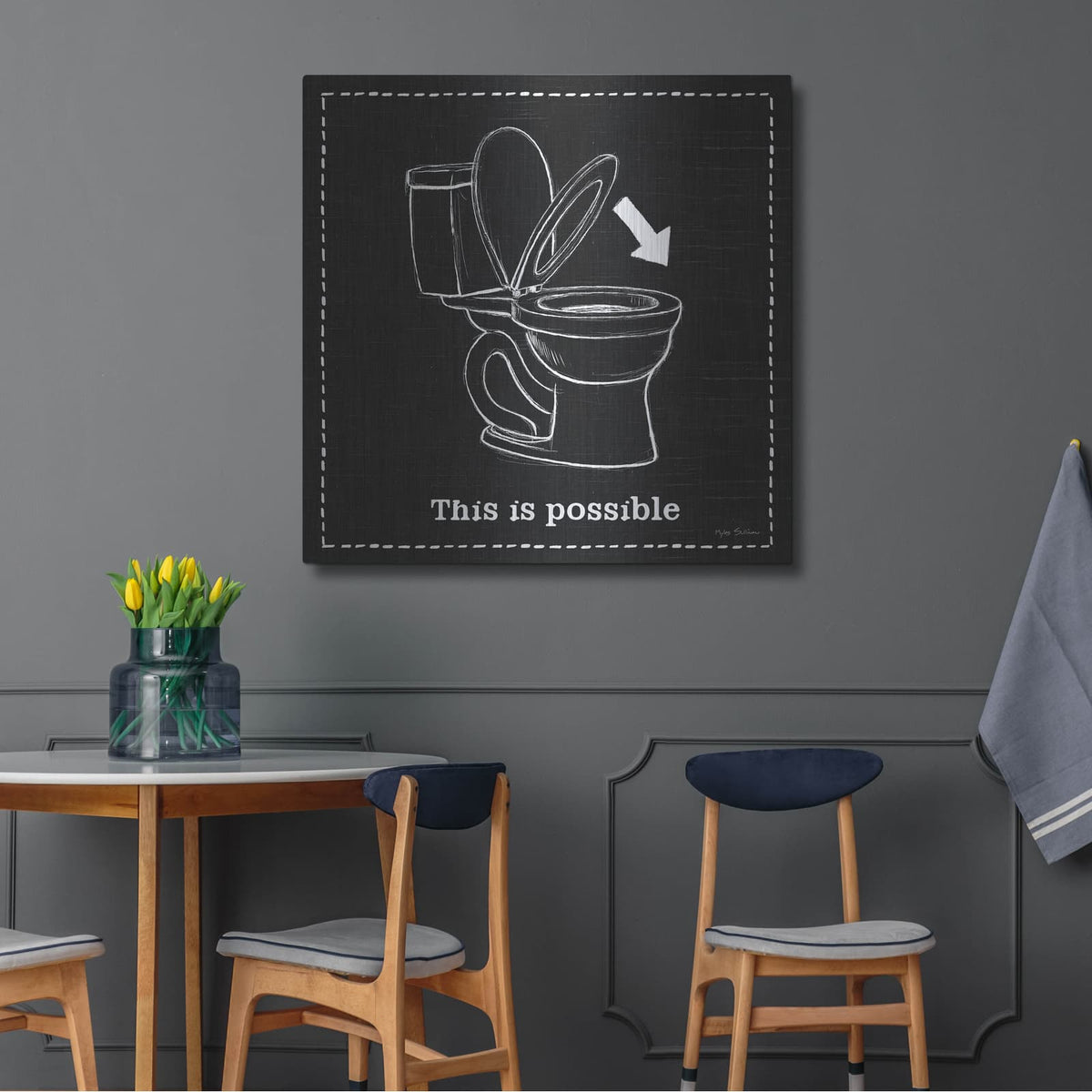 'Home Improvement Vi Black' by Myles Sullivan – Metal Wall Art, 36x36 room view